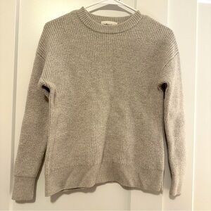 Wilfred Free Beige Waffle Knit Crew Neck Sweater Size XXS Women’s 100% Wool
